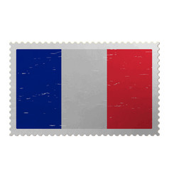 France Flag On Old Postage Stamp