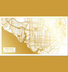 Manaus Brazil City Map In Retro Style In Golden