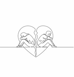 Single One Line Drawing Couple Of Man And Woman