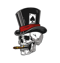 Skull Smoking Cigar In Top Hat