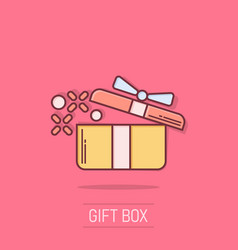 Gift Box Icon In Comic Style Magic Case Cartoon