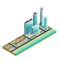 Isometric Skyscrapers And Suburban Houses