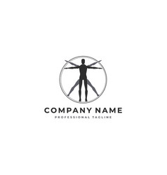 Vitruvian Man Logo Human Open Arm In Circle Logo