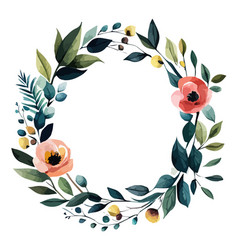 Watercolor Wreath With Poppy Wildflowers Plants