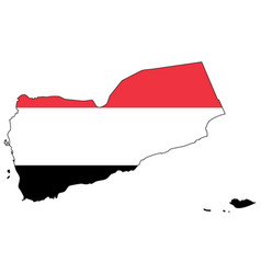 Yemen Map With Flag - Outline Of A State