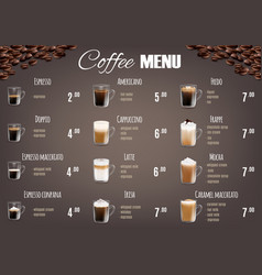 Coffee Drinks Menu Price List Template