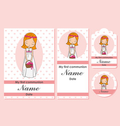 First Communion Card Bookmark Label And Sticker