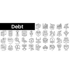 Set Of Outline Debt Icons Minimalist Thin Linear