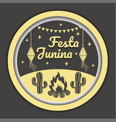 Isolated Sticker With A Campfire And Cactus Festa