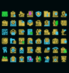 Realtor Icons Set Neon