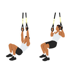 Man Doing Trx Suspension Strap Rows Or Suspension