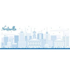 Outline Nashville Skyline With Blue Buildings