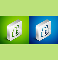 Isometric Line Life Jacket Icon Isolated On Green