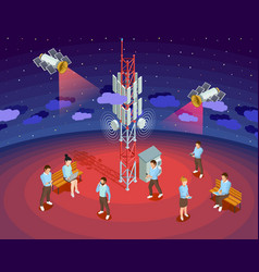 Public Wireless Technology Satellites Isometric