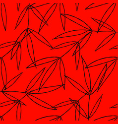 Seamless Pattern With Black Line Leaves