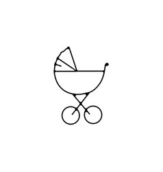 Baby Cradle Thin Line Icon Buggy Hand Drawn