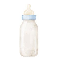 Watercolor Baby Bottle For Milk Hand Drawn