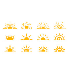 Half Sun Solar Sunrise Sunset Weather Icon Set