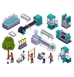 Rubber Production Icon Set