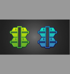 Green And Blue Lunch Box Icon Isolated On Black