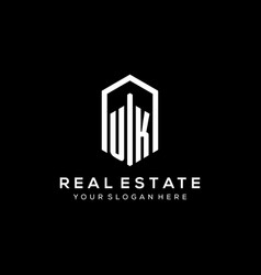 Letter Uk Logo For Real Estate With Hexagon Icon