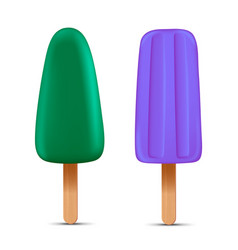 Set Bright Realistic Homemade Frozen Popsicle