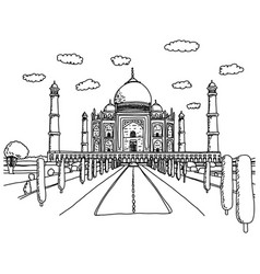 Taj Mahal Landmark Sketch Doodle