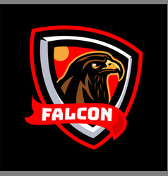 Falcon Head With Red Ribbon Mascot Logo