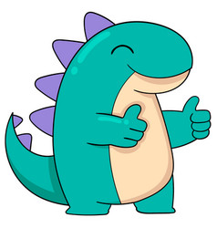 Short And Cute Fat Dinosaur In Cyan Color