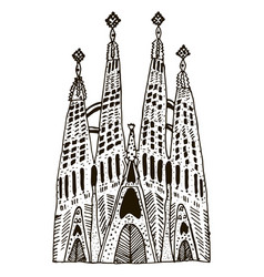 Sketch Of Church In Barcelona Spain