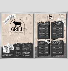 Steakhouse Grill Menu Template - A4 Card