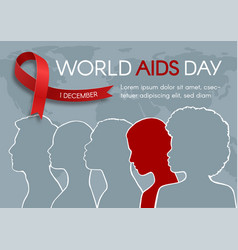 World Aids Day Horizontal Banner With Red Ribbon