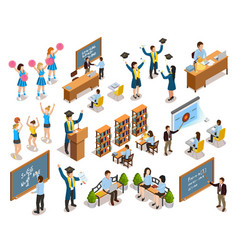 College University People Isometric Icons