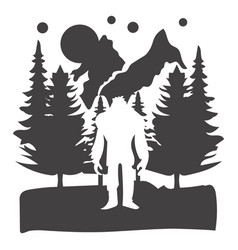 Bigfoot In Forest Mountain Cut Out