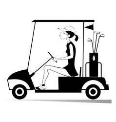 Woman In Golf Cart Isolated