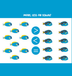 More Less Or Equal With Cartoon Blue Tang Fish