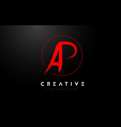 Red Ap Brush Letter Logo Design Artistic