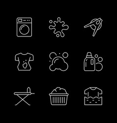 Set Line Icons Of Laundry