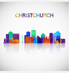 Christchurch Skyline Silhouette In Colorful