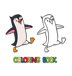 Funny Penguin Walking On Ice Kids Coloring Book