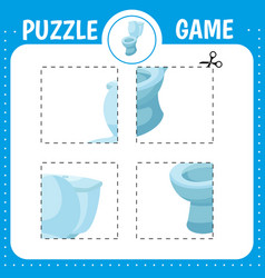 Puzzle Game For Kids Cut And Glue Toilet Cutting