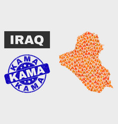 Fire Mosaic Iraq Map And Scratched Kama Stamp