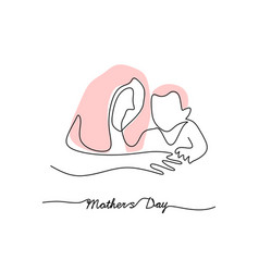 One Continuous Single Line Of Mother And Her