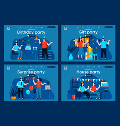 Surprise Party Flat Landing Pages Set Festive