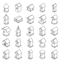 Bird House Icons Set Outline