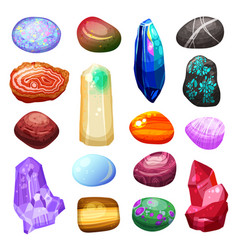 Crystal Stone Rocks Icons Set