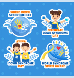 Down Syndrome Day Label Flat Cartoon Hand Drawn