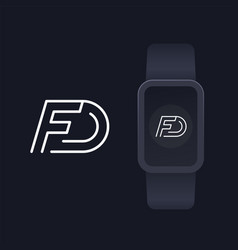 Fd Monogram Letters Logo Design With Smart Watch