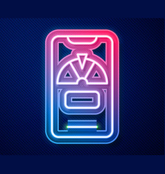 Glowing Neon Line Lucky Wheel On Phone Icon