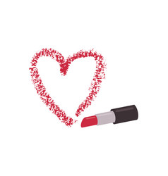 Heart Drawn Red Lipstick Image Isolated